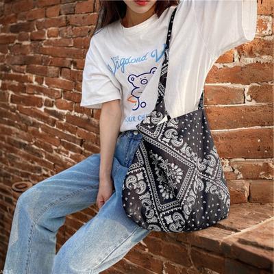 Light Retro Cashew Flower Oblique Span Shoulder Bag Ethnic Style Casual Shopping Bag Fashion Canvas Bag Women