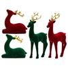 Christmas Reindeer Figurines 2Pcs Flocking Deer Statue Tabletop Decor for Living Room Home Office Holiday Party Christmas Decor