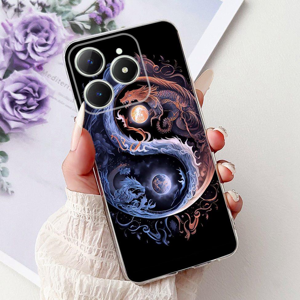 4G Clear For Realme Note 60 Case RMX3933 Luxury Butterfly Love Flowers Cool Lion Painted Phone Case For Realme Note 60X RMX3938