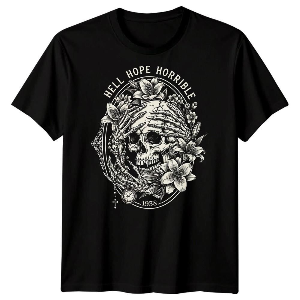 

Hell Hope Horrible 1938 Skull Memento Mori Gothic Mens T-Shirt L