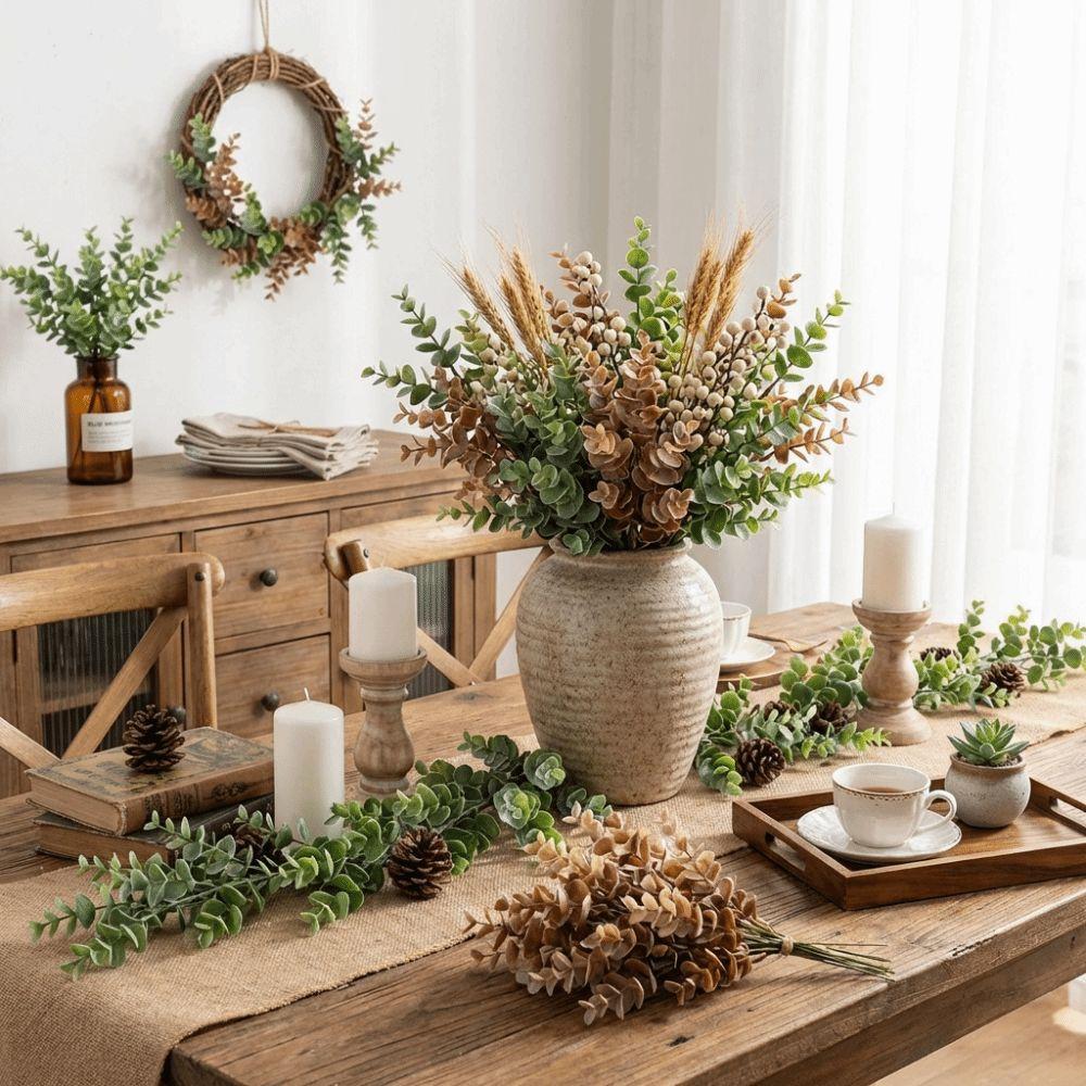 Plastic Artificial Eucalyptus Bouquet Lifelike Simulation Green Plants  Wedding Decoration