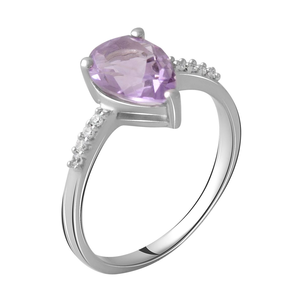 

Срібна каблучка з натуральним аметистом 1.688ct (2060598) 2.42 гр. 925 проби 17.5 перська-рожевий колір