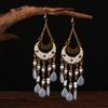 Bohemian Cross-Border Handmade Water Drop Rice Bead Tassel Earrings for Travel Photography
