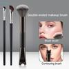 3Pcs Dual-Ended Contour Makeup Brush Set,Professional Nose Contour & Concealer Brushes for Foundation,Blending & Sculpting