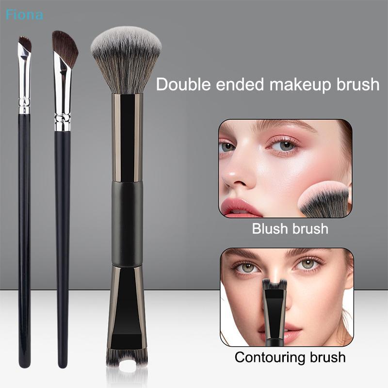 3Pcs Dual-Ended Contour Makeup Brush Set,Professional Nose Contour & Concealer Brushes for Foundation,Blending & Sculpting