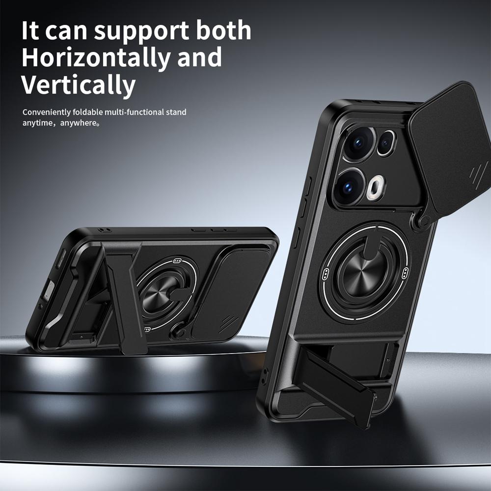 KEYSION Magnetic Phone Case for OPPO Reno13 Pro 5G Reno13 F 5G Slide Camera Protection Upright Kickstand Ring Shockproof Cover