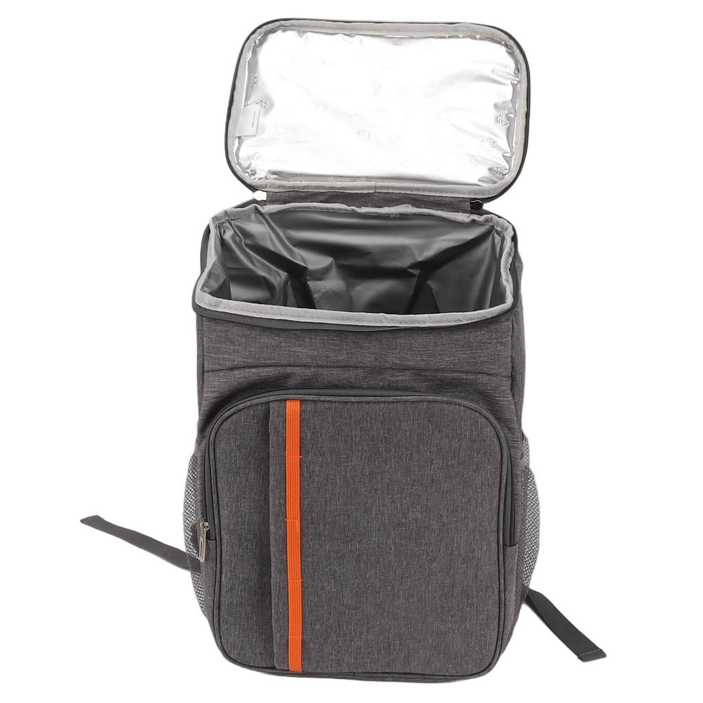 Thermal Insulated Food Delivery Backpack Oxford Cloth and PEVA 18L Grey Leakproof Cooler Backpack