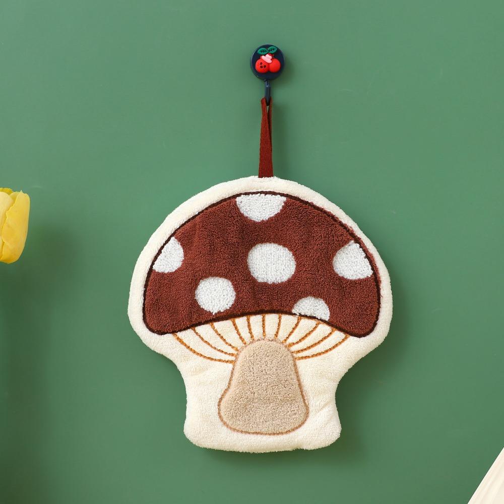 Soft Mushroom Theme Hand Towel Coral Fleece Bathroom Kerchief Toilet Handkerchief Kitchen Home