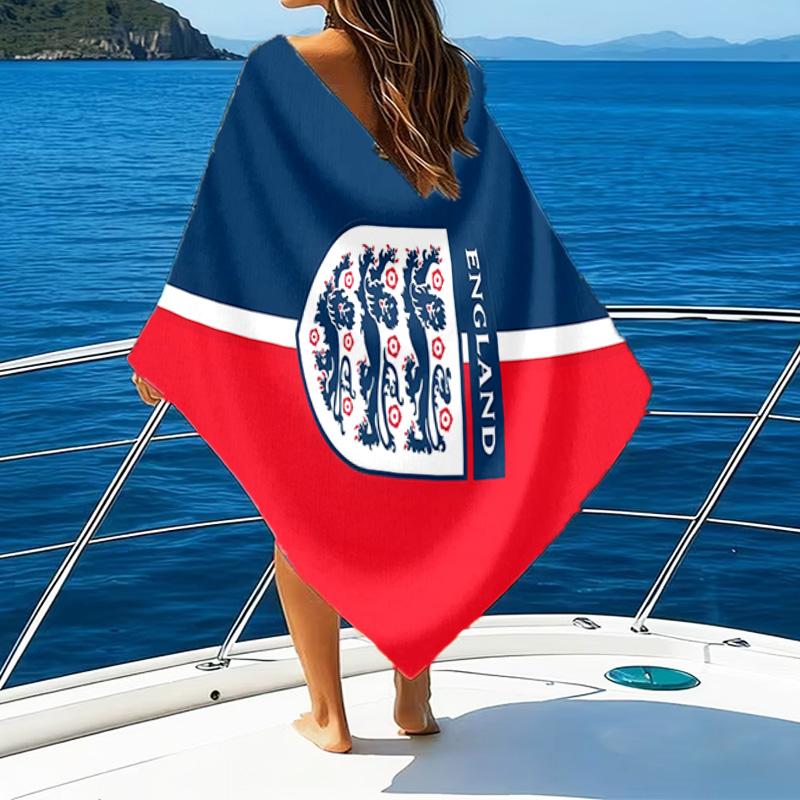 England Football Crest Printed Beach Towel, Super Soft Microfiber, Perfect Gift Birthday, for Pool, Beach, Travel, for family and friends