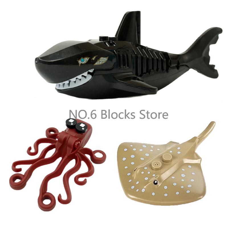 MOC Animali Blocchi da Costruzione Zoo della Foresta Tigre dai Denti a Sciabola Orso Alce Elefante Aquila Squalo Scimmia Leone Giocattolo Mini Mattoncino Regalo per Bambino S09