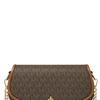 Michael Kors MK Mila Monogram Gold Lock Crossbody Bag Small Women Bags Dark-Brown 35F5GIMC1B-200