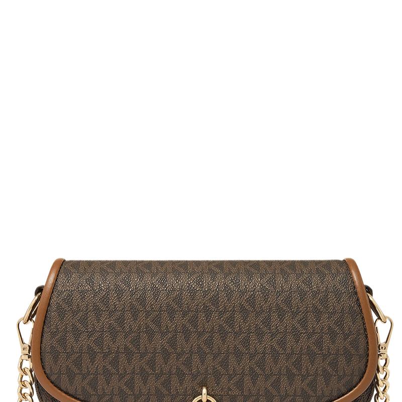 Michael Kors MK Mila Monogram Gold Lock Crossbody Bag Small Women Bags Dark-Brown 35F5GIMC1B-200