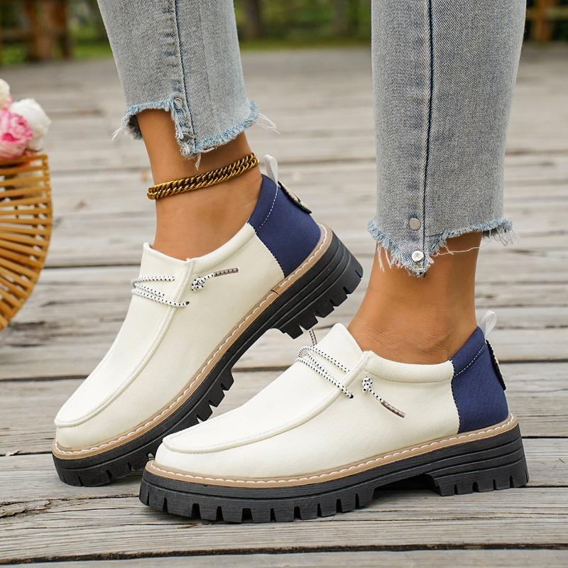 Large-sized Retro Shoes for Women, Thick-soled, Thick-heel, Lace-up, Versatile and Casual Single Shoes