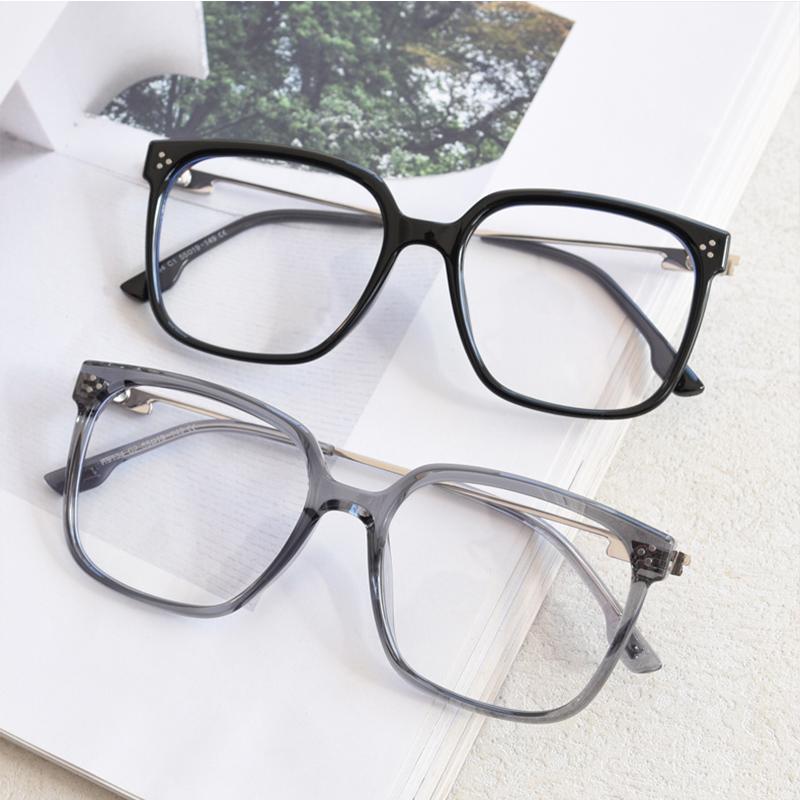 Elegant Women Large Frame Square Reading Glasses Fashion Green Prescription Eyewear Female Anti Blue Light Computer Glasses +2.5