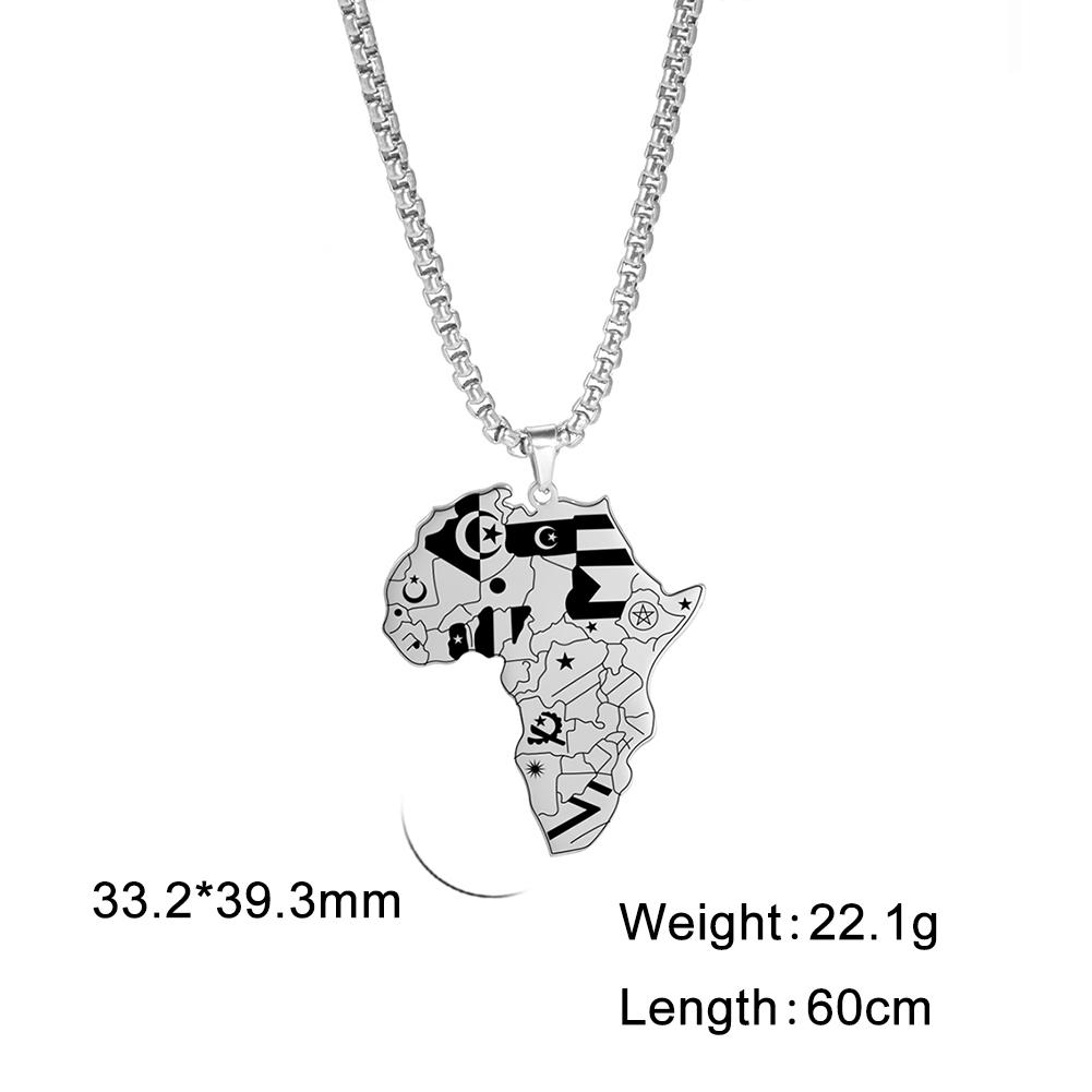 Myshape Punk Men Africa Map Pendant Necklace Golden Silver Color Stainless Steel Necklaces Box Chain Fashion African Map Jewelry