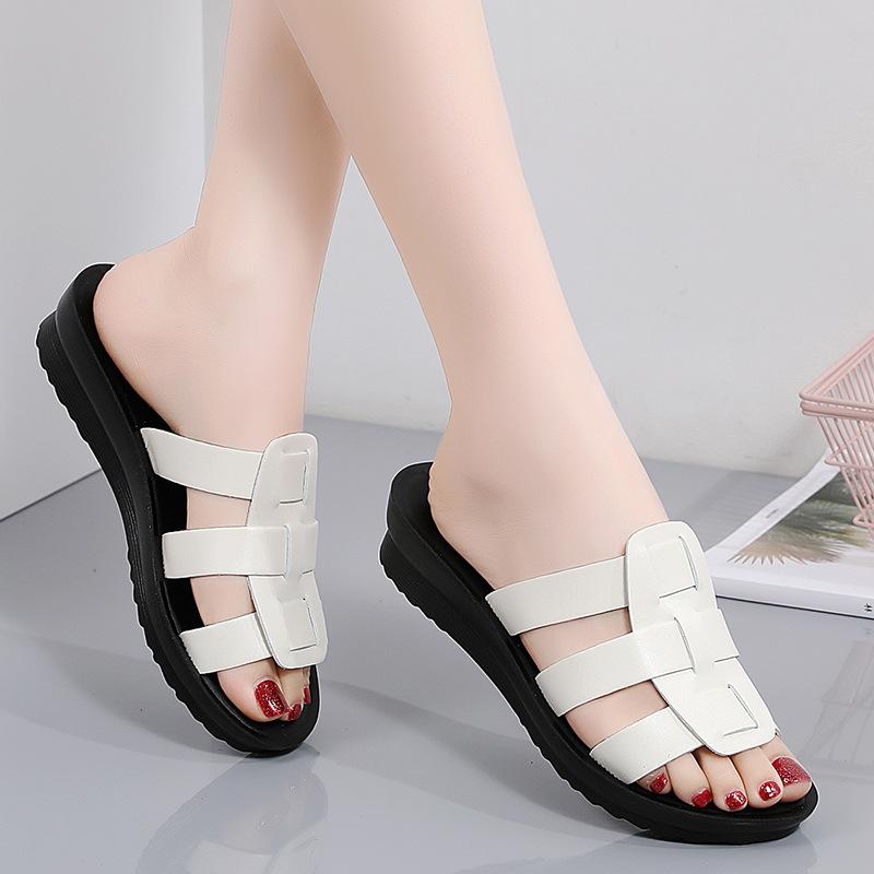Sandali con zeppa e plateau da donna, leggeri, da infilare, estivi, da spiaggia, comode, con supporto plantare, punta aperta, per donna