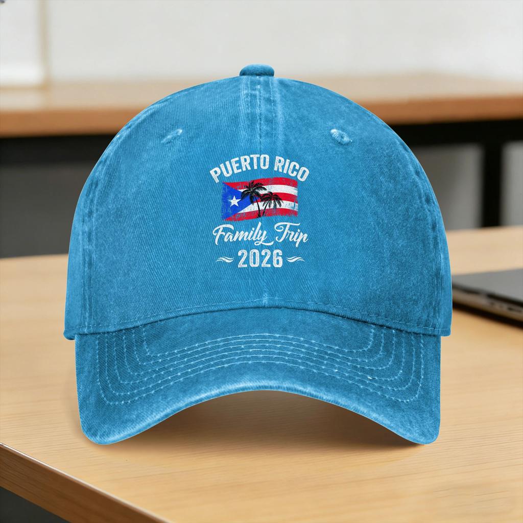 Puerto Rico Family Trip Vacation Washed Baseball Cap yk Funny Sun Trucker Hat Spring Unisex Unisex Hunting Snapback Cap