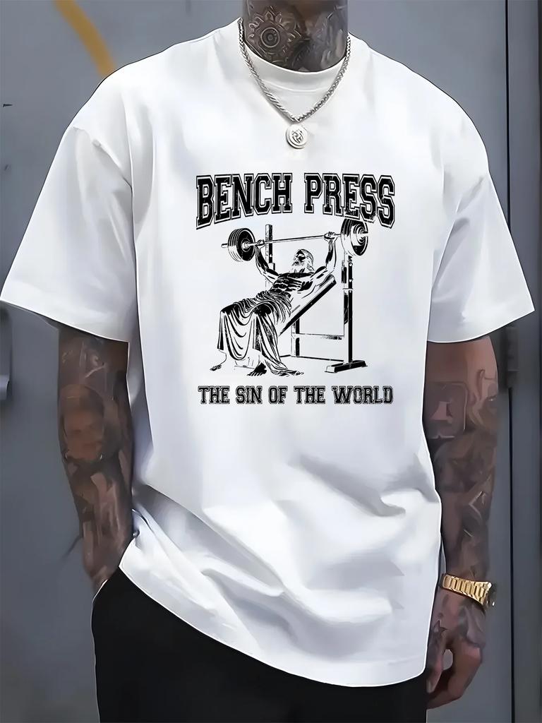 Lying Press Fitness Graphic Print Men's Luxury Cotton Short Sleeved T-shirt Summer Unisex Men's and Women's Street Fashion
