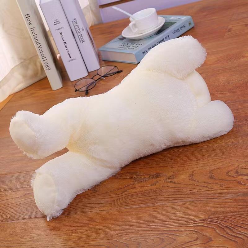 Embroidered Letters White Dog Plush Toy Throw Pillow Car Trunk Decoration Doll Smiling Face Dog