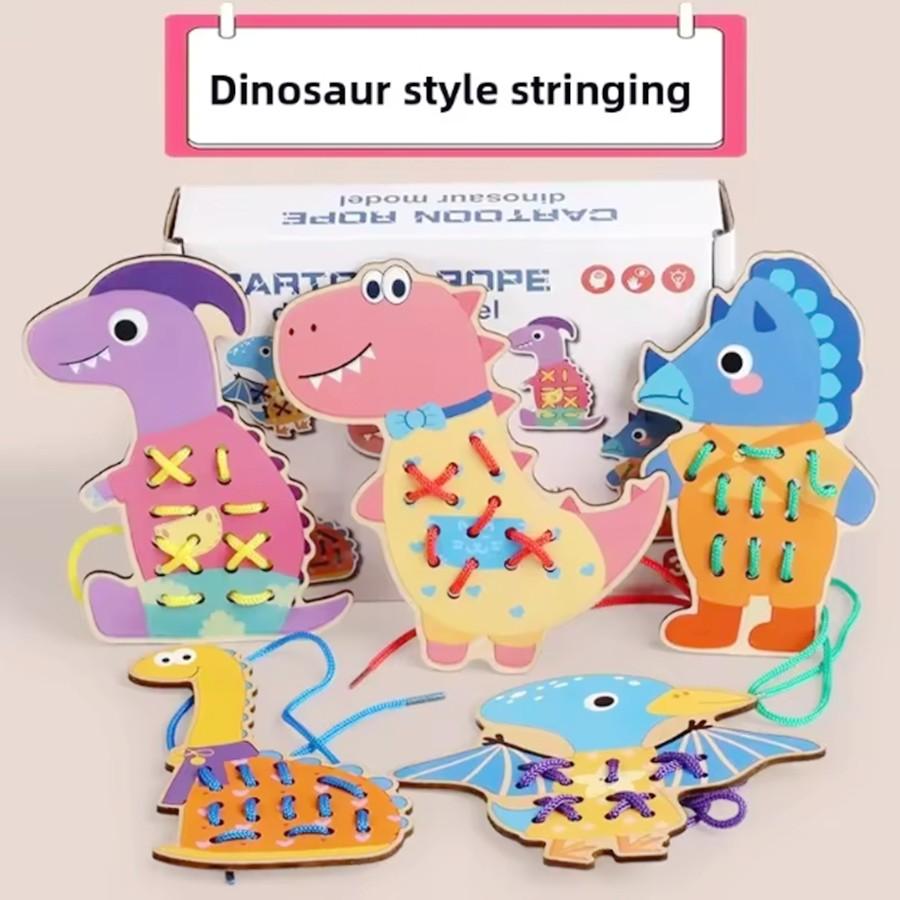 

Montessori Educational Lacing Threading Plaything Animation Animal Fruit Princess Theme Wooden Rope Game Early Development Kids Toys