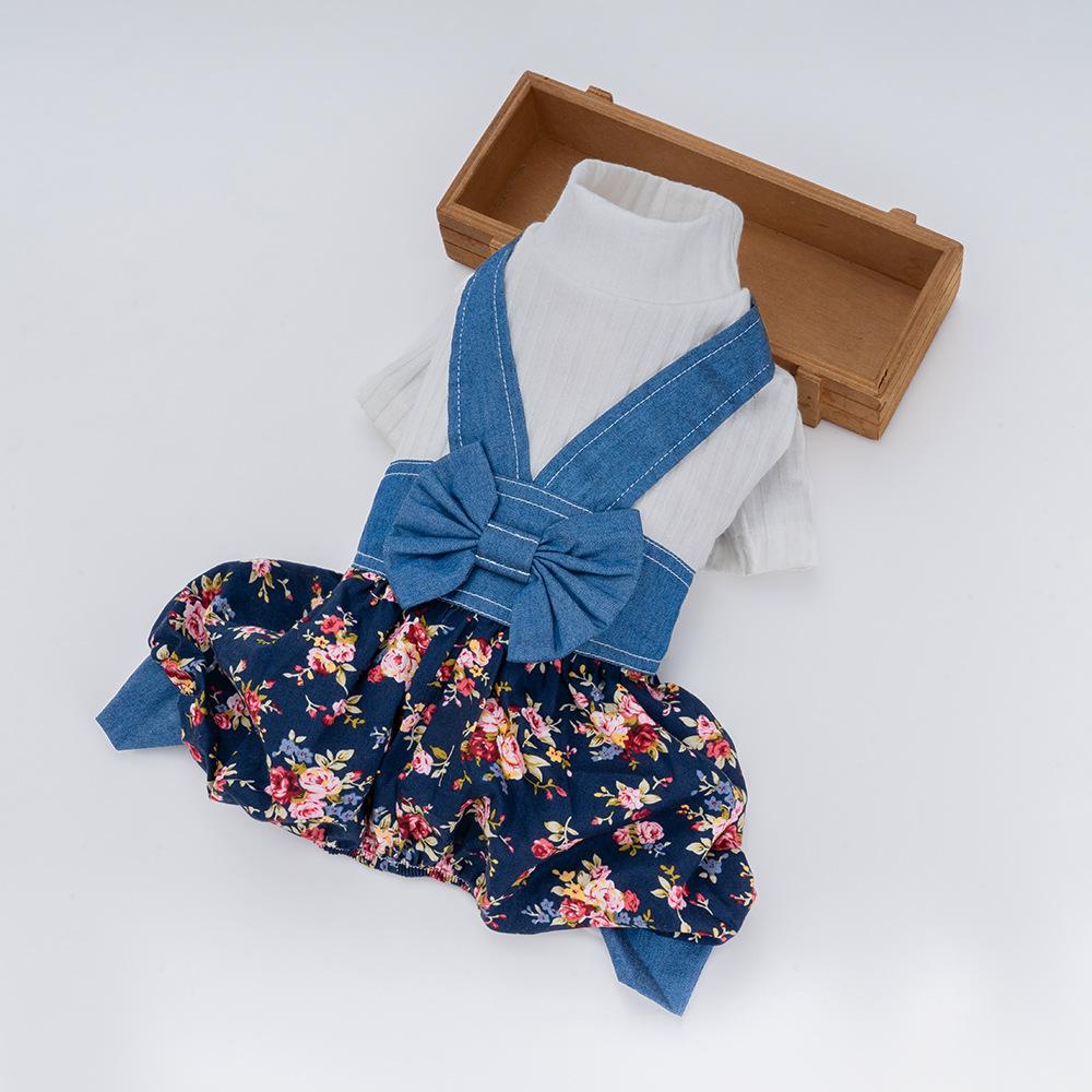 Dog Four-Legged Clothes Thin Pet Clothes One-Piece Denim Overalls Small Dog Pet Clothing