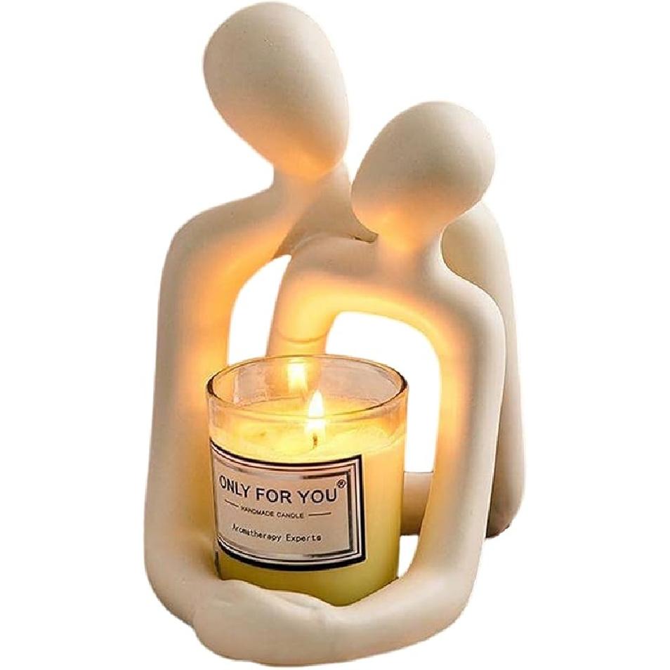 Romantic Couple Figurines, Modern Romantic Love Statue Figurine Hugging Couple Decoration Mini Couple Statue Abstract Sculpture Knick Knacks Home Milky