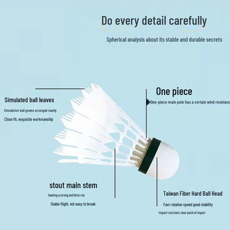 Stabilny lot Trwałe lotki do badmintona - Zawody halowe/plenerowe - 3 sztuki (12 sztuk), Zestaw treningowy (6 sztuk)