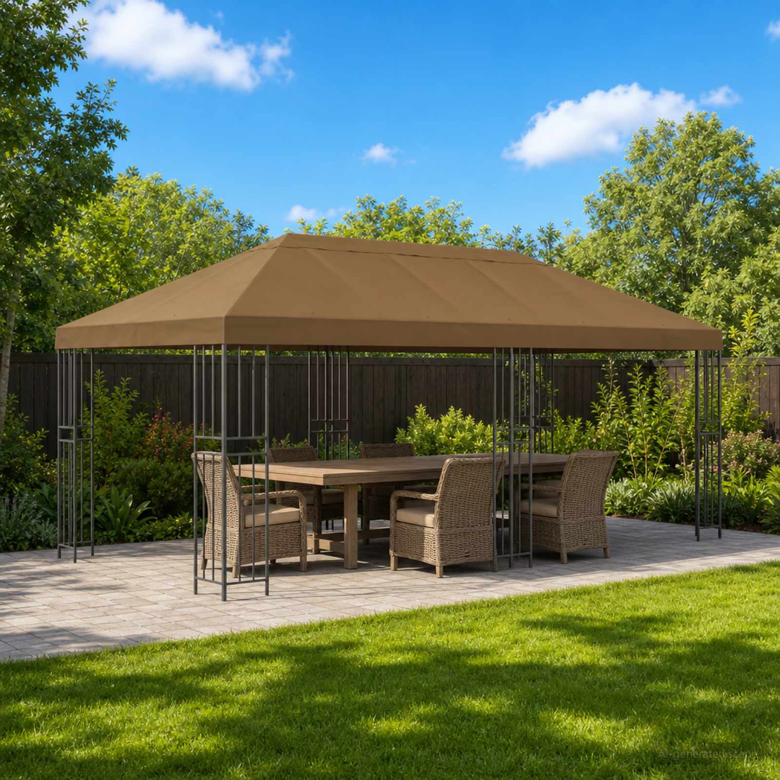 Pavillon mit Seitenwänden 6 x 3 m Taupe Polyester und Stahl 190