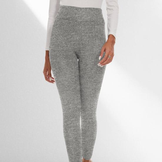 Women Leggings Solid Color High Waist Plush Lining Thickened Warm Pants Tight Fit Cold Weather Leggings