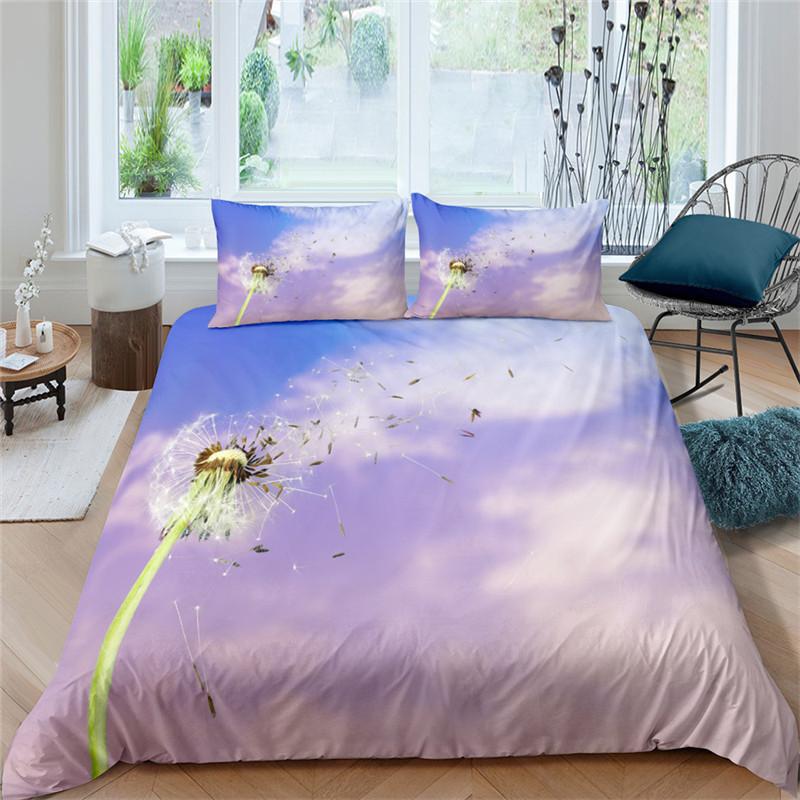 Dandelion Duvet Cover Microfiber Tropical Monstera Leaves Flowers Bedding Collection Queen 3D Print Daisy Floral Comforter Cover Decor