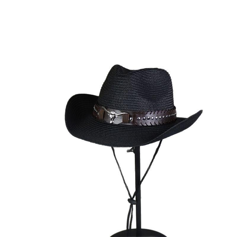 Tibetan hot-selling summer men's and women's versatile western denim straw hat sunshade sunscreen hat new big-brimmed top hat