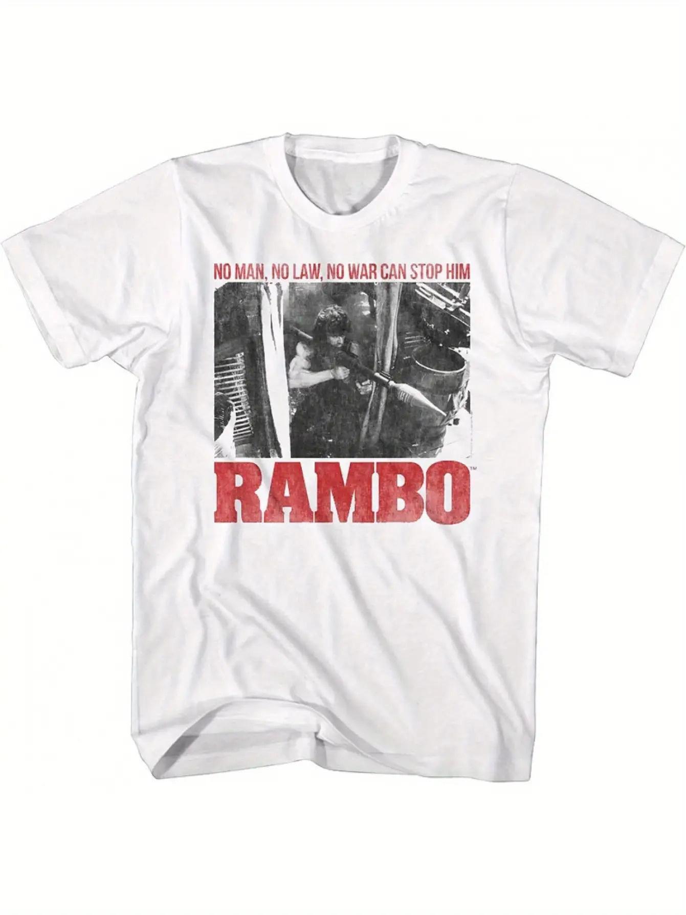 1982 First Blood Rambo Stallone Retro Classic Movie Co-branded Men S and Women S T-shirt | Crew Neck XXXL