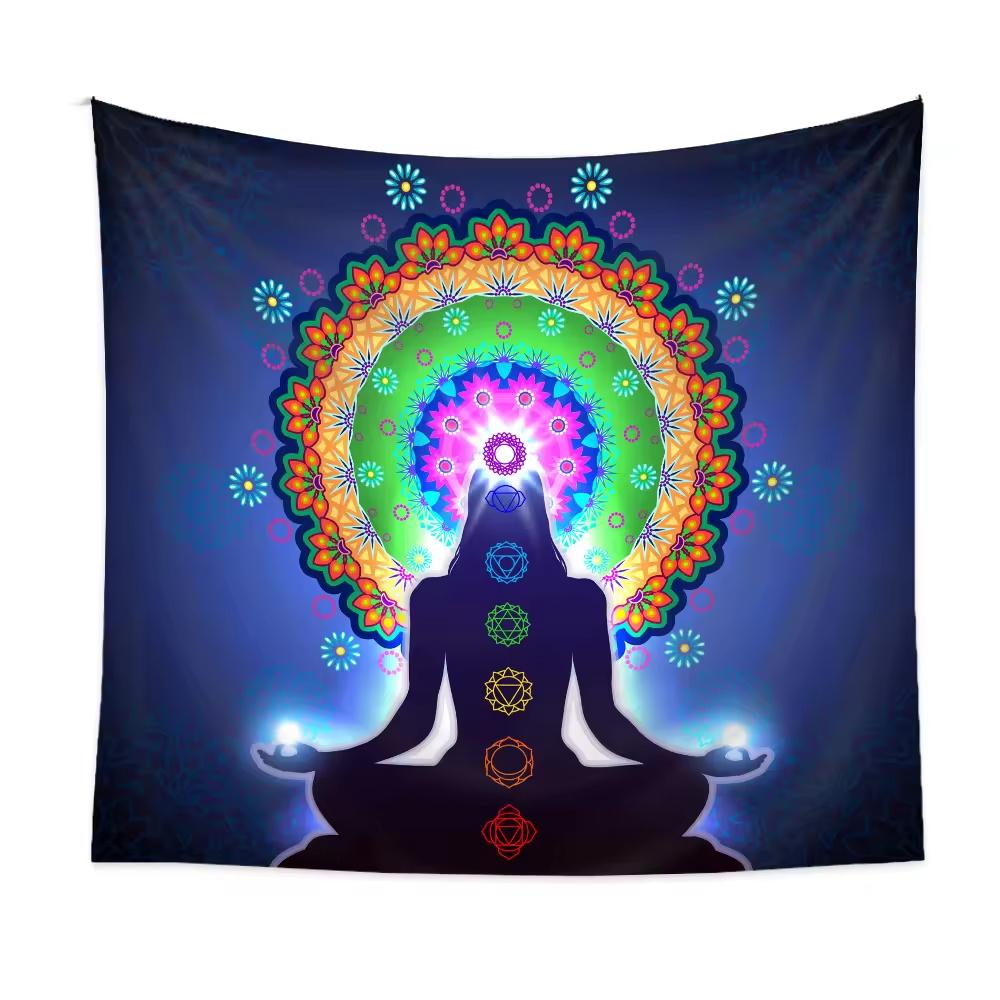 Mysterious Vintage Religious Yoga Symbol Tapestry Wall Hanging Bohemian Mandala Tapestries Decoration Aesthetic Banner Fan Gift