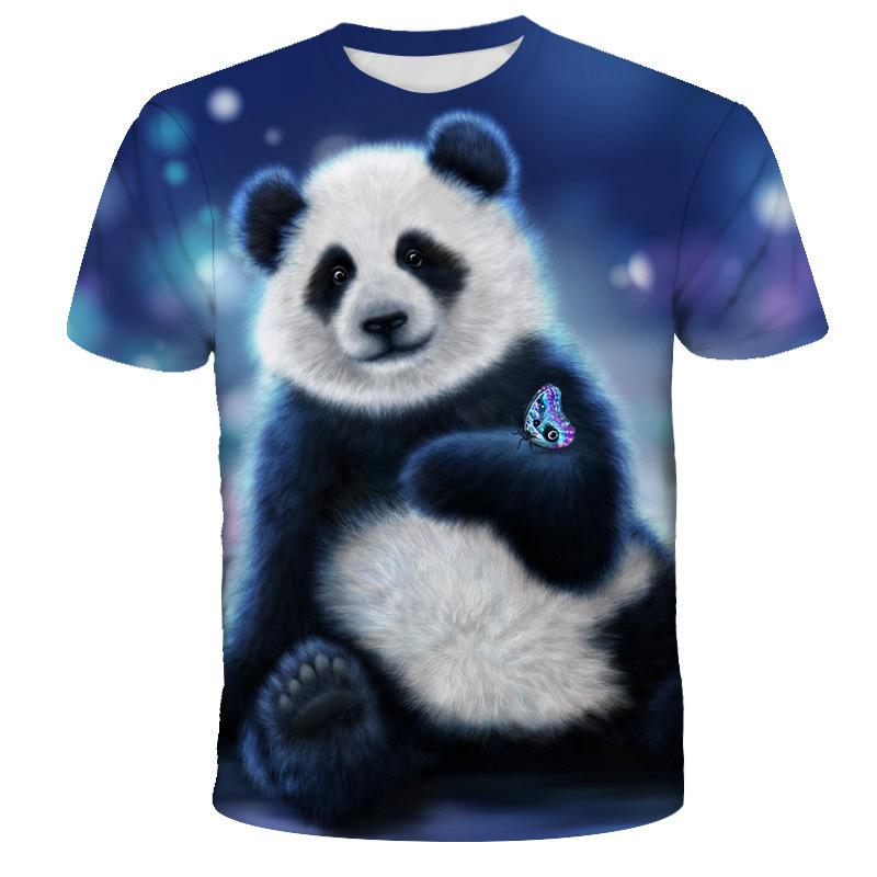 New Summer Men's and Women's New 3D Animal Cute Kitten Print T-shirt Couple Casual Short-sleeved Plus Size Panda T-shirt