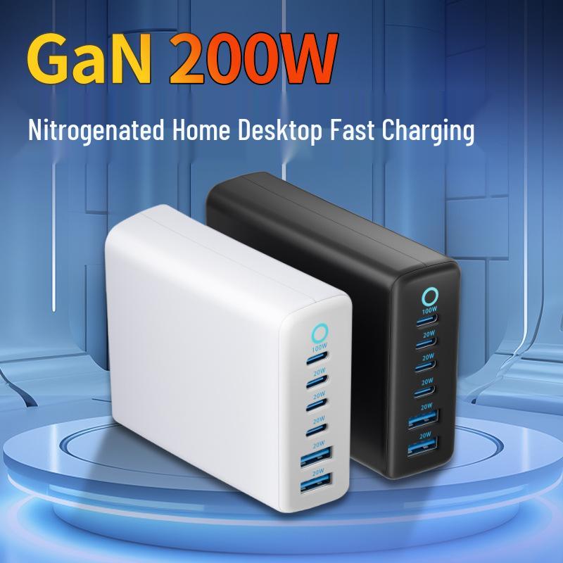 

200W GaN Desktop Charger: High-Power 20V/5A Universal Station for Phones, Tablets, Laptops AU Black with 1.6m Cable