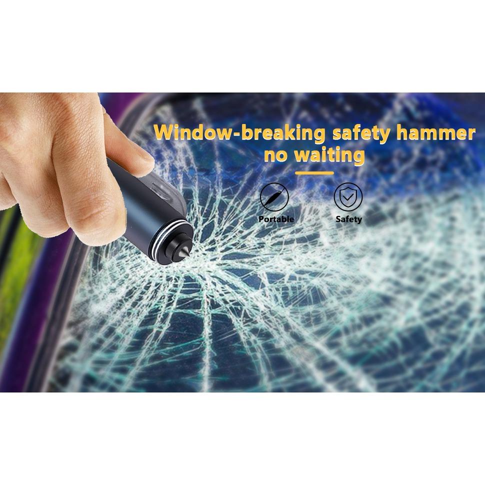Emergency Hammer Car, Belt Cutter Emergency Hammer, Tungsten Steel Head, Spring-Loaded Design, Easy To Carry and Install, Suitable for Most Vehicles