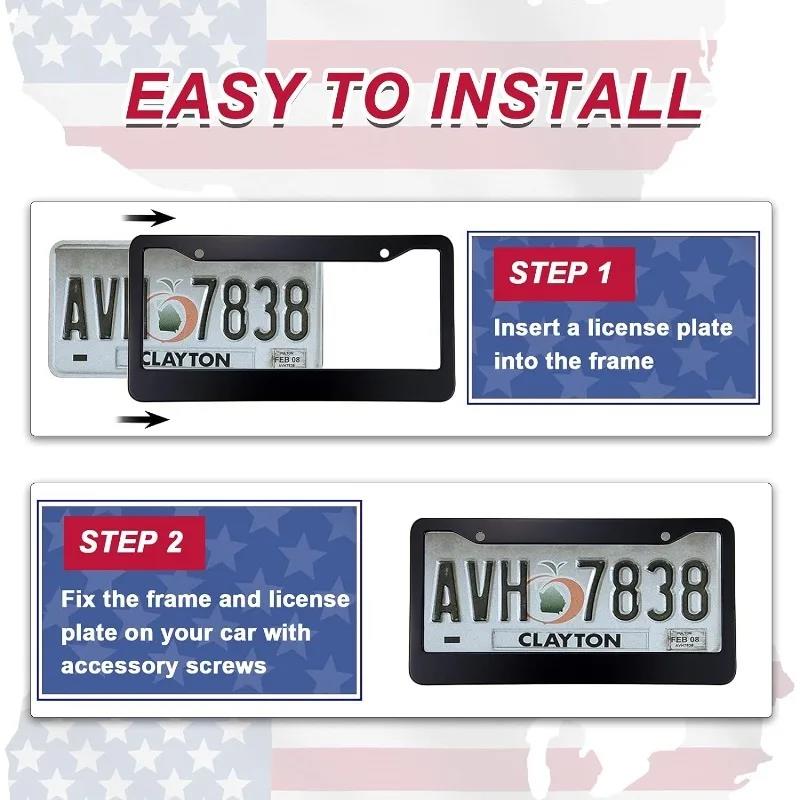 1/2Pcs Stainless Steel License Plate Bracket Bracket Car Label Frame Universal License Plate Frame American License Plate Frame License Plate Covers