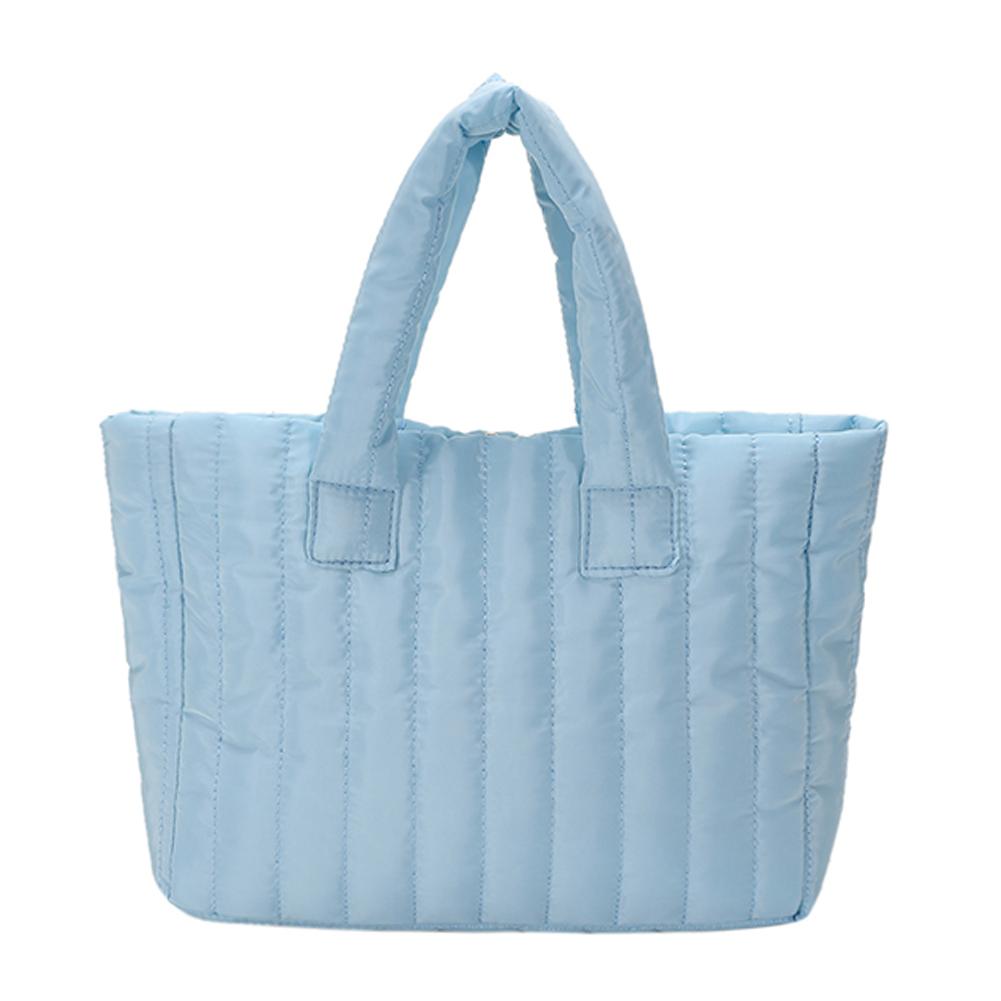 

Quilted Top-handle Bag Large Capacity Female Hand Bag Solid Color Casual Fashion Simple Nylon Elegant for Weekend Vacation