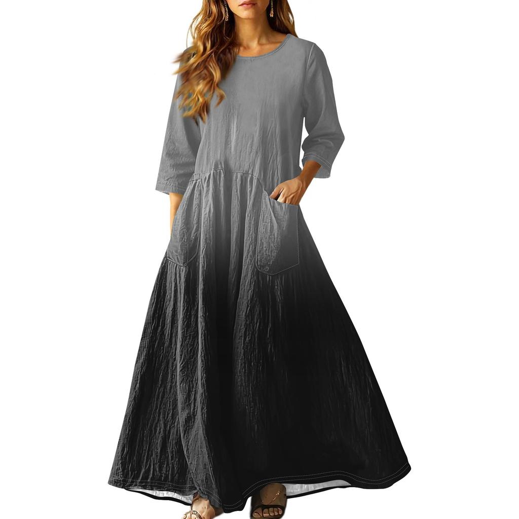 Women's Retro Ethnic Style Ribbon Embroidered Sleeveless Linen V-neck Maxi Dress