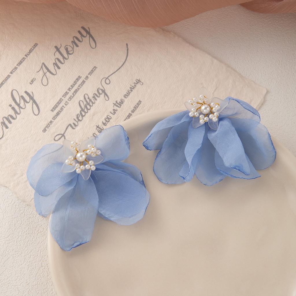 Silver Needle Tassel Flower Flower Fairy Earrings Female Pastoral Style Niche Handmade Temperament Exaggerated Earrings Female