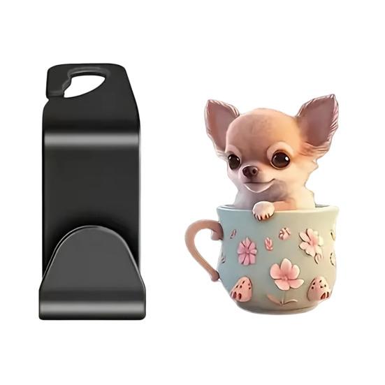Car Storage Accessories Seat Hook, Cartoon Cat/Dog Pattern Decor, Durable Load Bearing Acrylic Cute Pet Organizer Headrest Hanger, Universal
