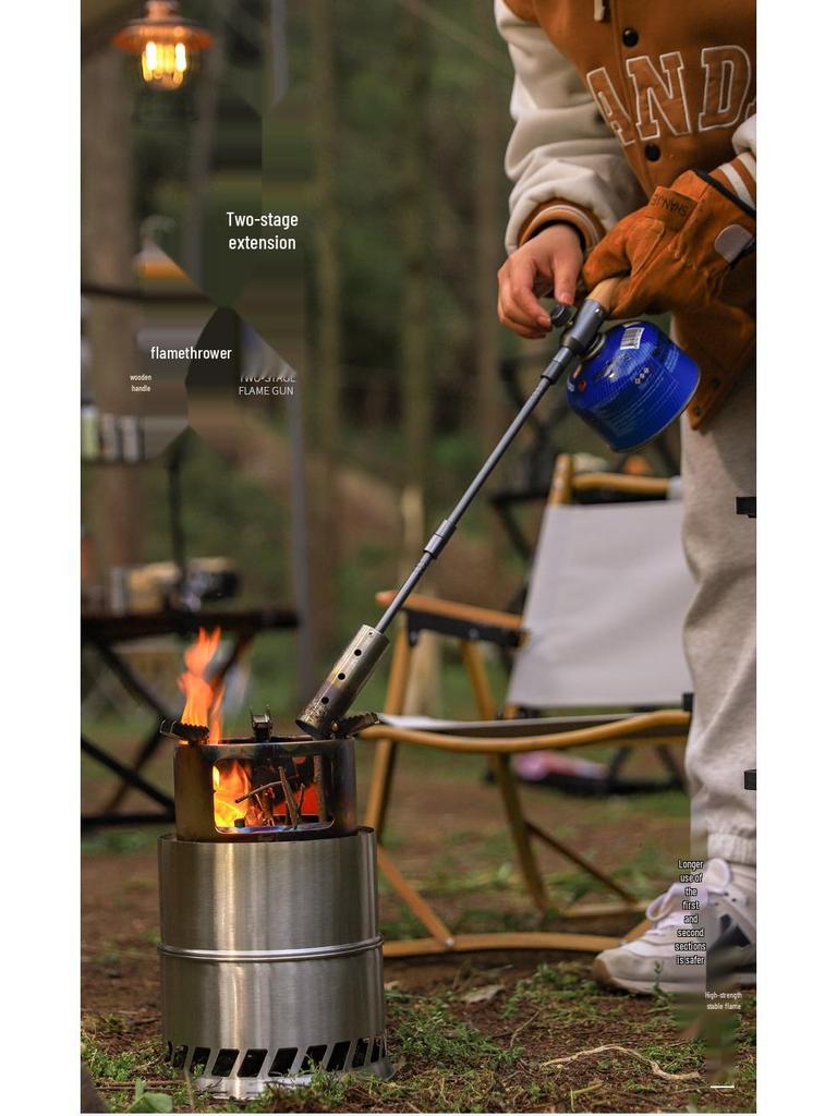 Portable Stainless Steel Camping Flamethrower with Detachable Handle