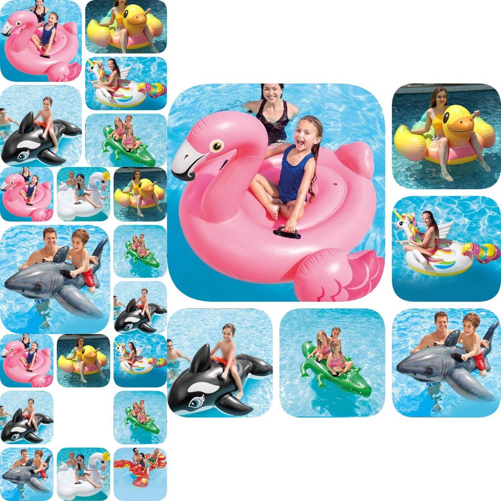 Intex Pvc Inflatable Ride-on Animal Swim Floats For Kids And Adults With Fun Designs
