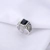 Simple  Creative Trend Niche Vintage Black Crystal Men's Open Adjustable Ring Street Personality Party Ring Gift Jewelry