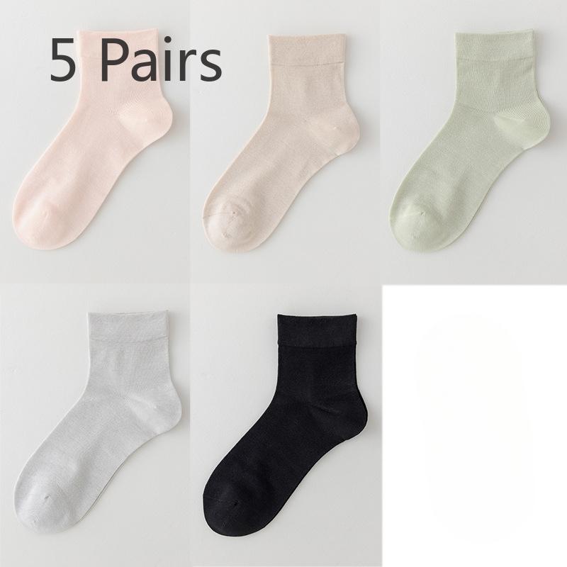 

5 пар чулок из тутового шелка, детские летние тонкие короткие носки, женские прохладные бесшовные дышащие ледяные носки 5 pairs