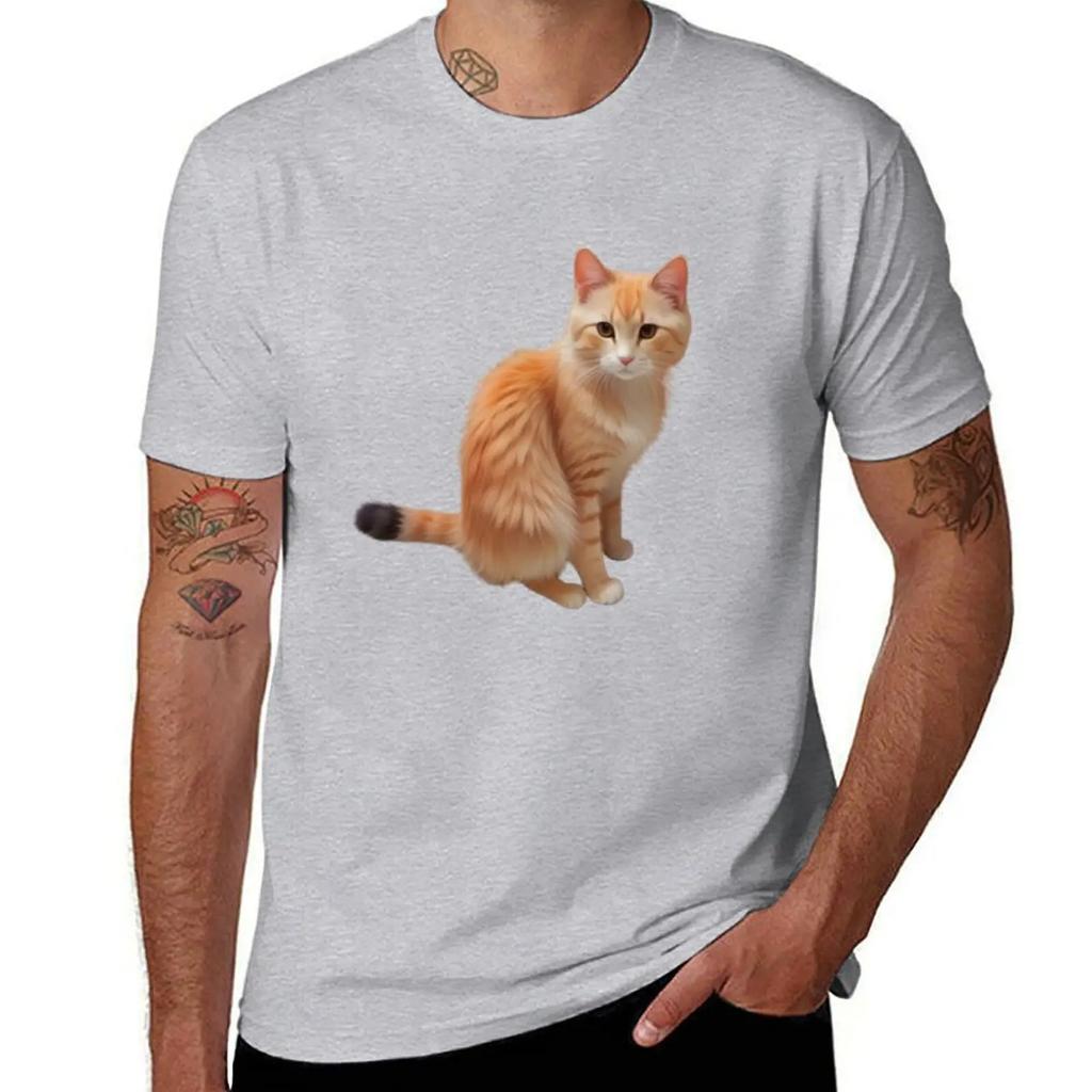 Cute Cat TShirt Short Sleeve Tee Quickdrying Blanks Aesthetic Clothes Mens T Shirts Casual Stylish