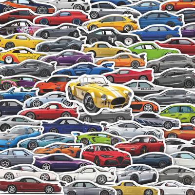 70 Pièces Autocollants Graffiti Imperméables Voiture de Course Supercar pour Bricolage, Cahiers et Bagages