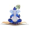 Ganesh Sitting with Leaf Statue (Murti) Idol Showpiece Handmade of Crystal Glass for Worship, Decoration, Car Dashboard, Gift