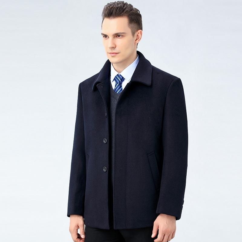 Autumn and Winter New Men's Lapel Cashmere Jacket Fashionable Short Casual Middle-aged and Elderly Trendy Jacket