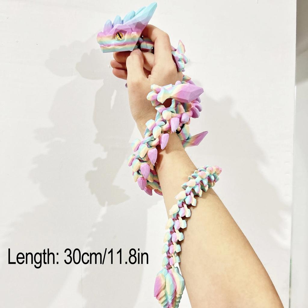 3D Printed Horned Dragon Joints Movable Dragon Simulation Animal Model Toy Cute Figurine Ornament Creative Desktop Decor